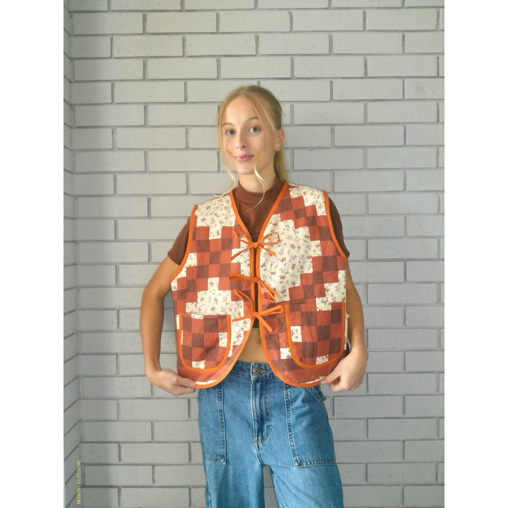 Autumn Florals Quilted Vest Reworks