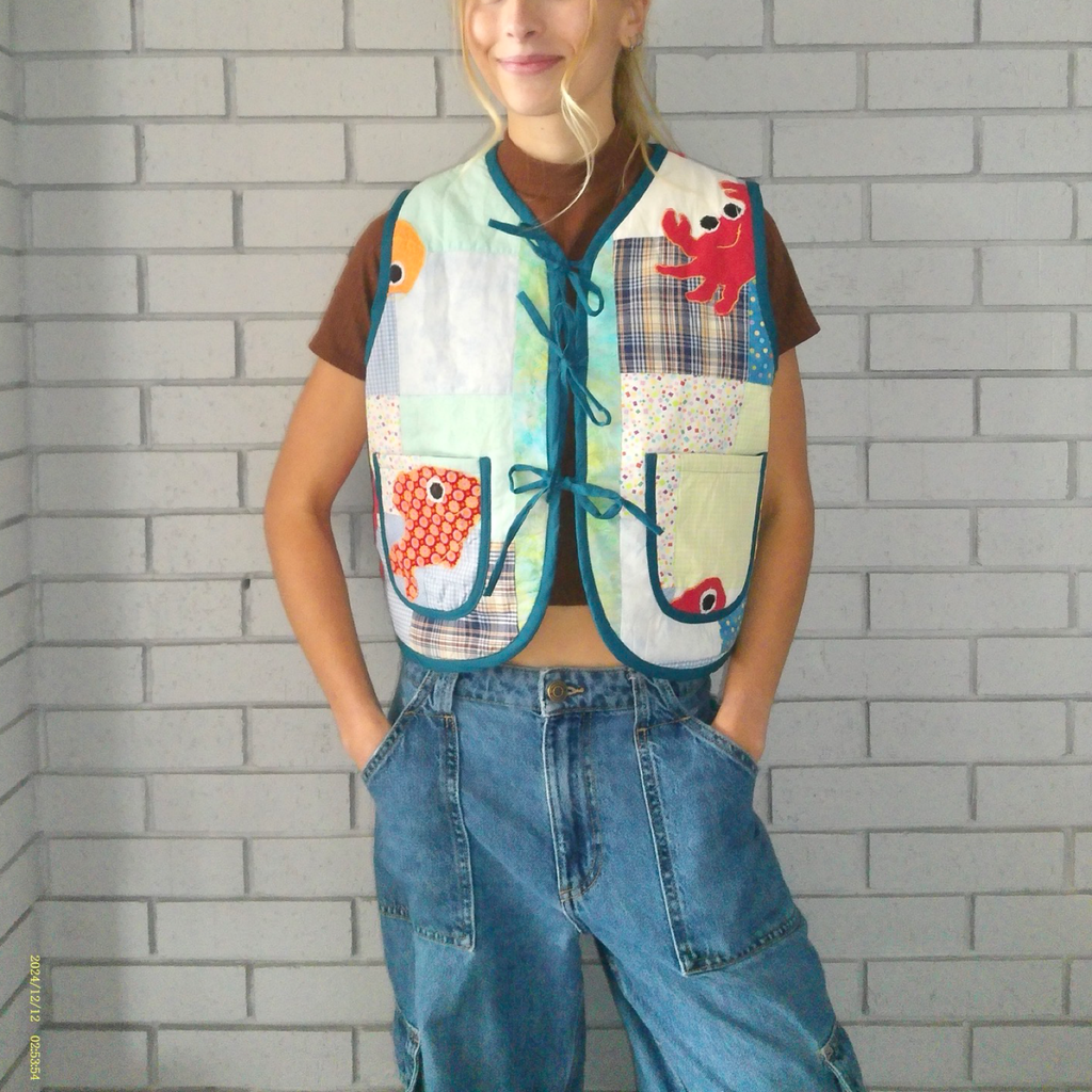 Guppies Small Quilted Vest Rework