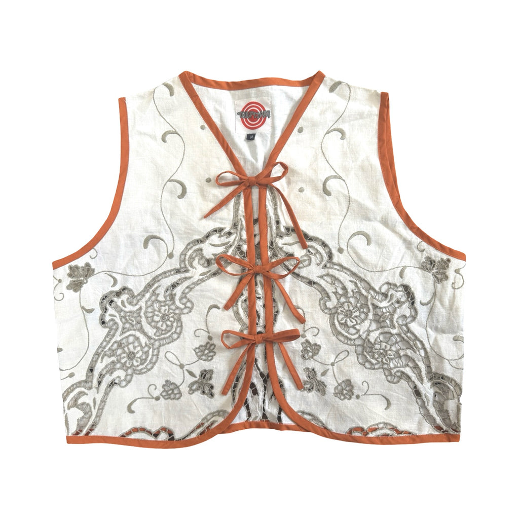 Sandy Desert Lace Medium Linen Tie Top Rework