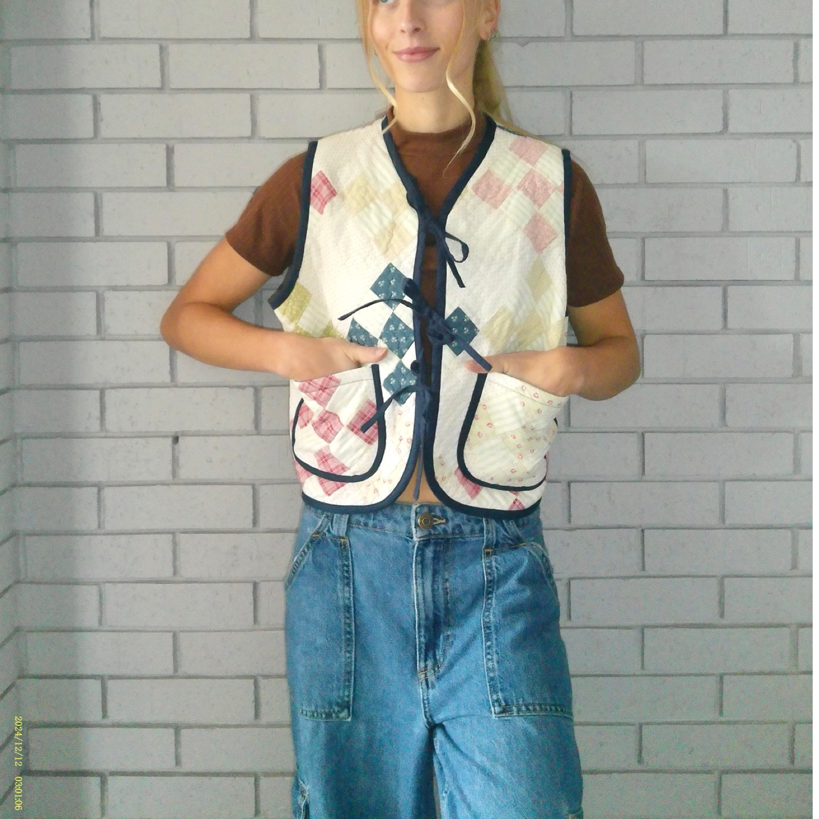 Checkered Patchwork Quilted Vest Reworks