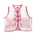Pixeled Pink Small Linen Tie Top Rework