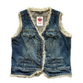 Faux Fur Lined Large Denim Vest