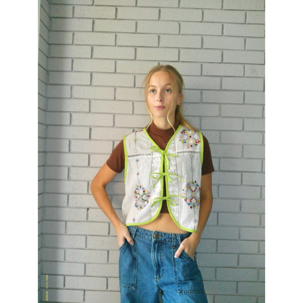 Jewel Tones Small Linen Tie Top Rework