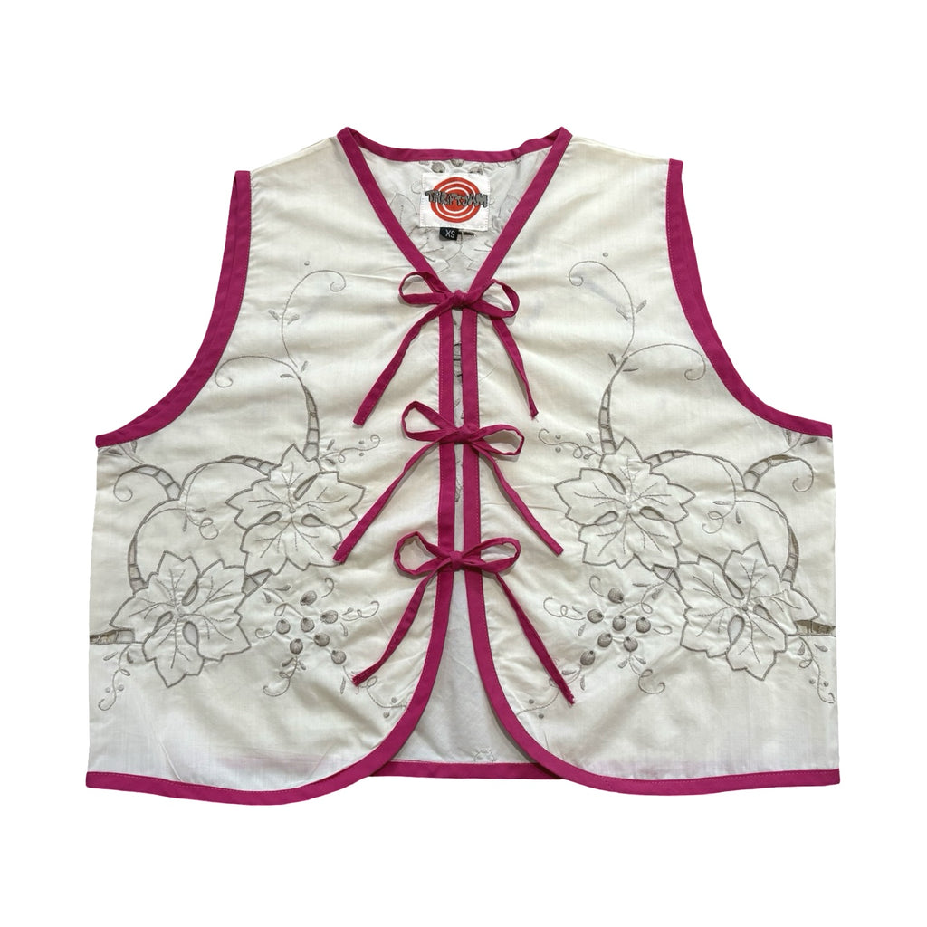 Leaves in Lace XS Linen Tie Top Rework