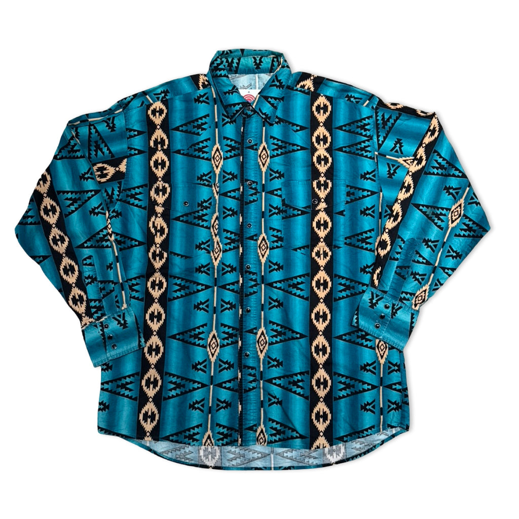 Blue Patterned Western Shirt
