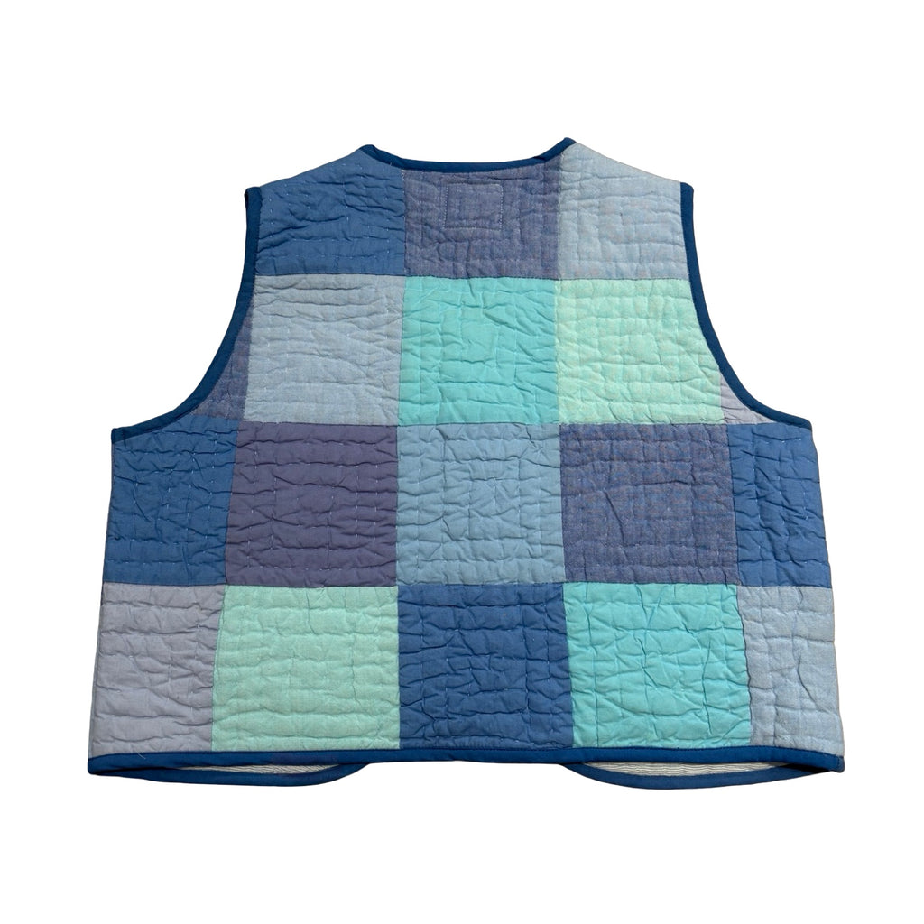 Soft Blues Quilted Vest Reworks