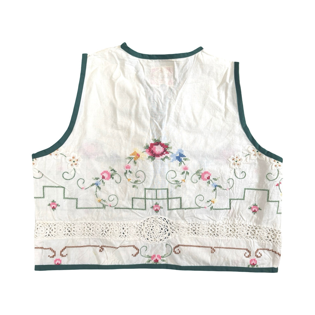 Lucky Florals Small Linen Tie Top Rework