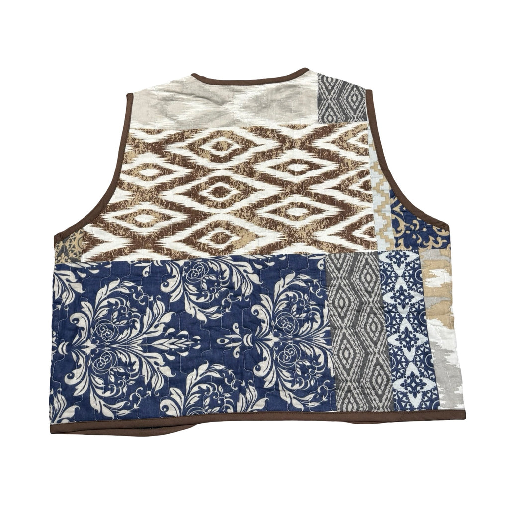 Blue & Brown Medallion Quilted Vest Reworks