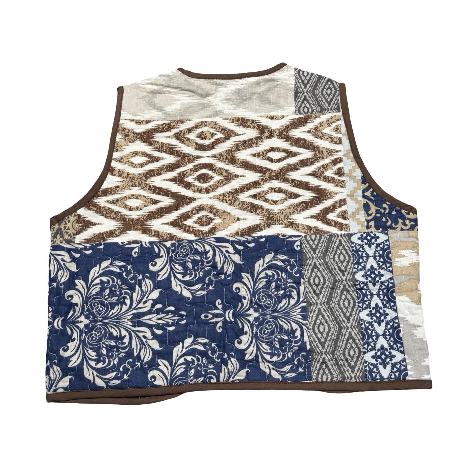 Blue & Brown Medallion Quilted Vest Reworks