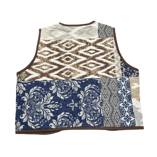 Blue & Brown Medallion Quilted Vest Reworks
