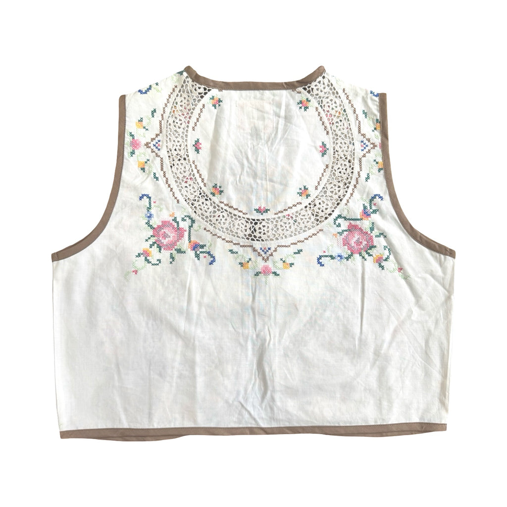 Intricate Garden Small Linen Tie Top Rework
