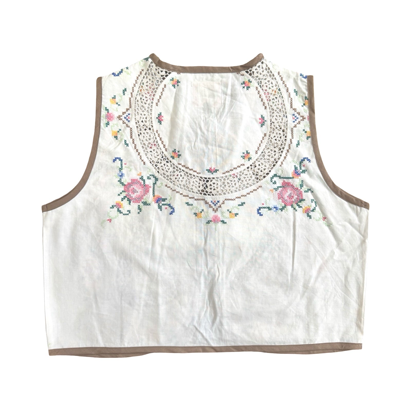 Intricate Garden Small Linen Tie Top Rework