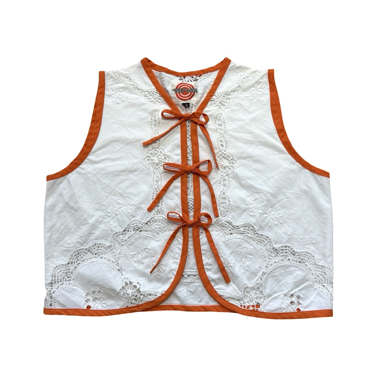 Orange & Lace XS Linen Tie Top Rework