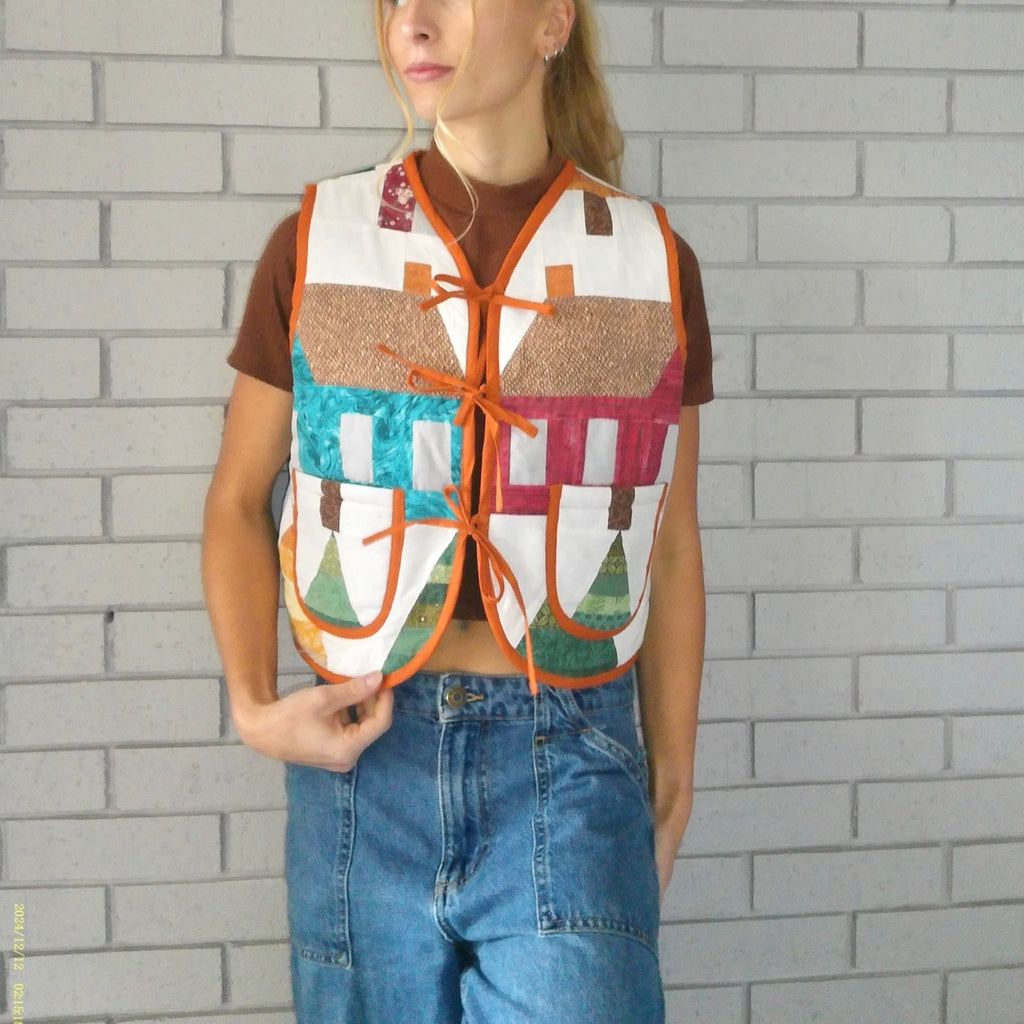 Geometric Landscape Quilted Vest Reworks