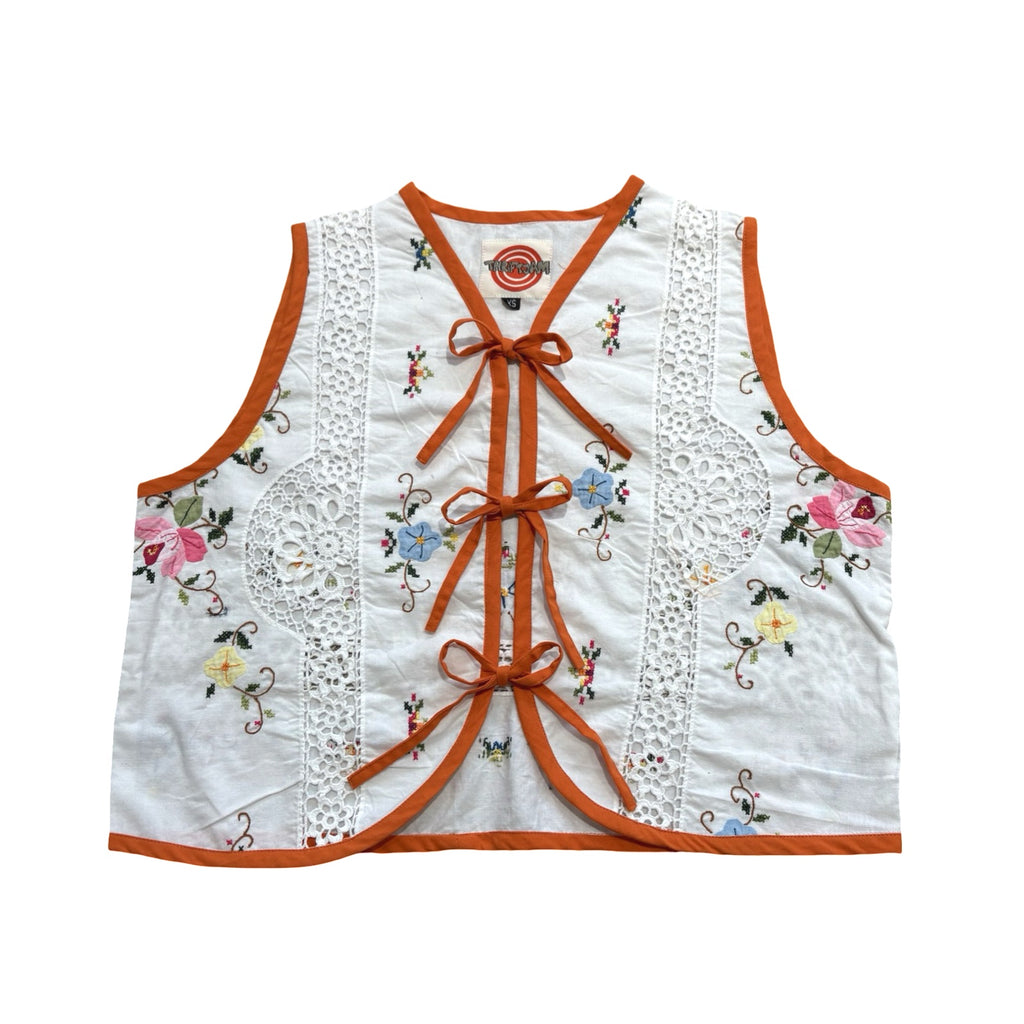 Laced in Florals XS Linen Tie Top Rework