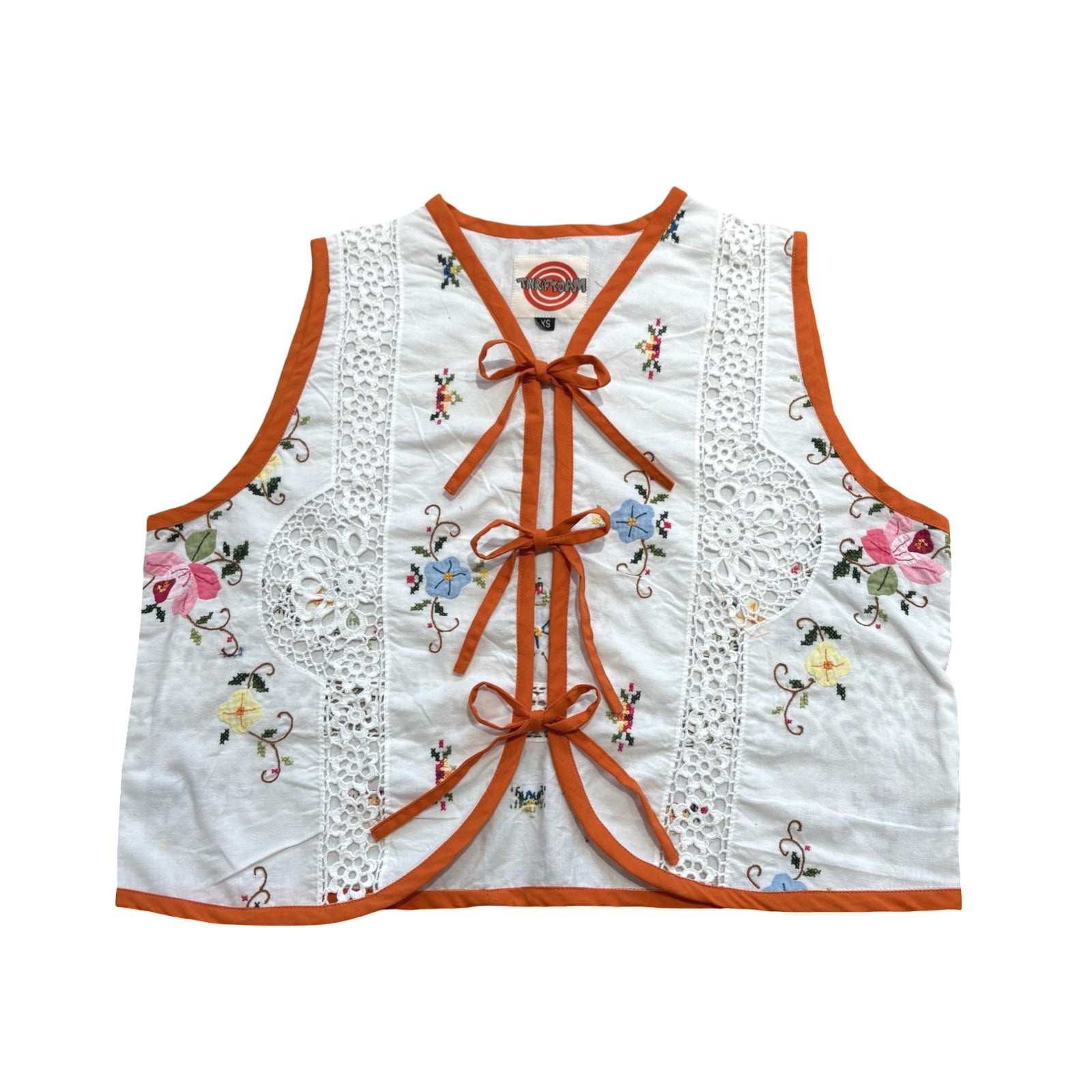Laced in Florals XS Linen Tie Top Rework