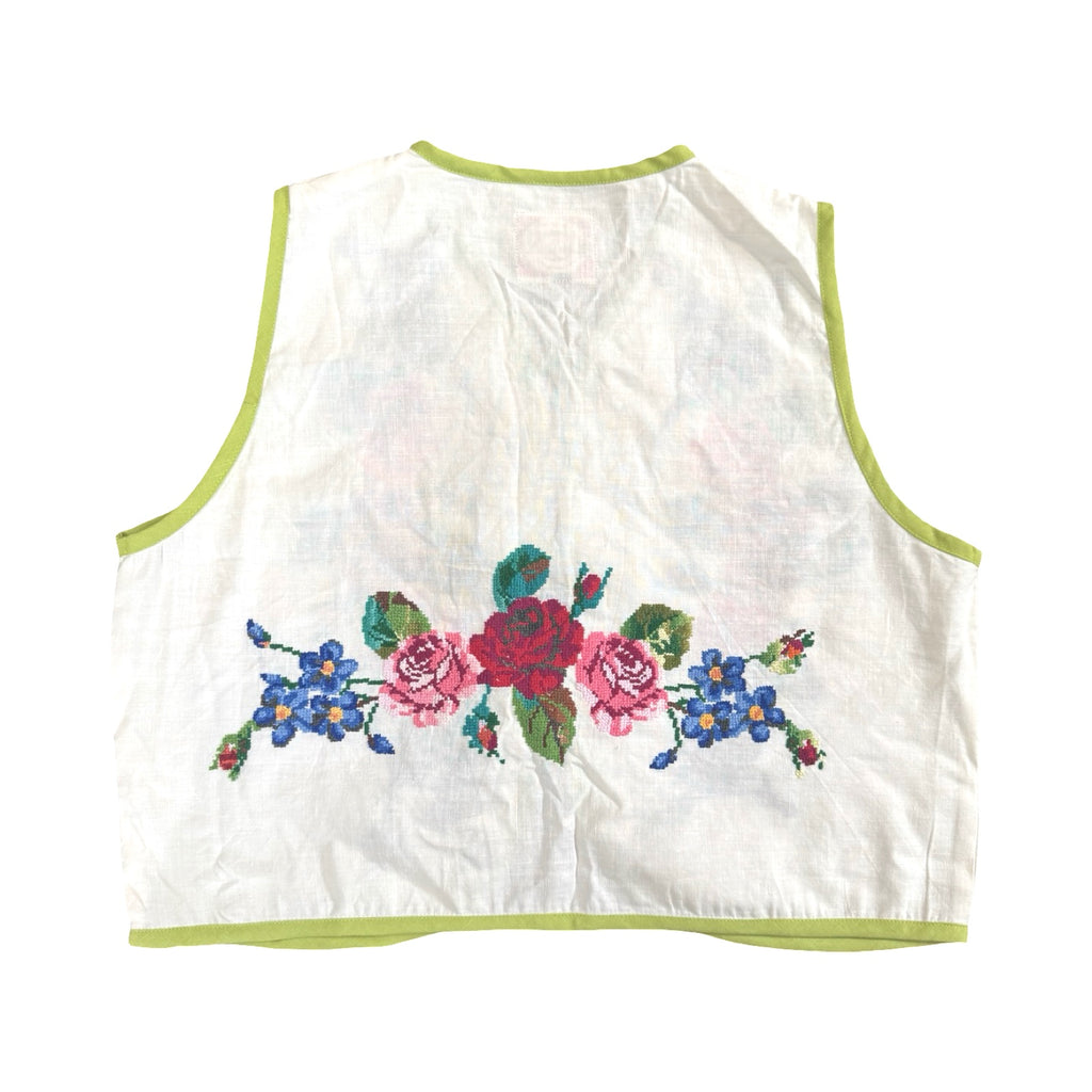 Flowering Roses Small Linen Tie Top Rework