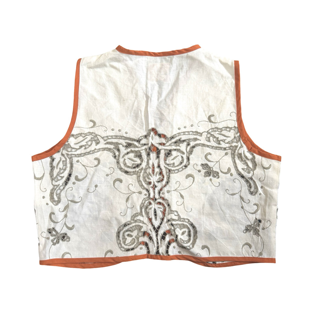 Sandy Desert Lace Medium Linen Tie Top Rework