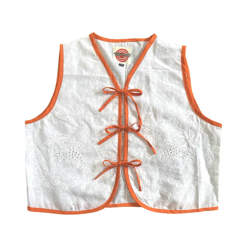 Mom's Tablecloth Medium Linen Tie Top Rework