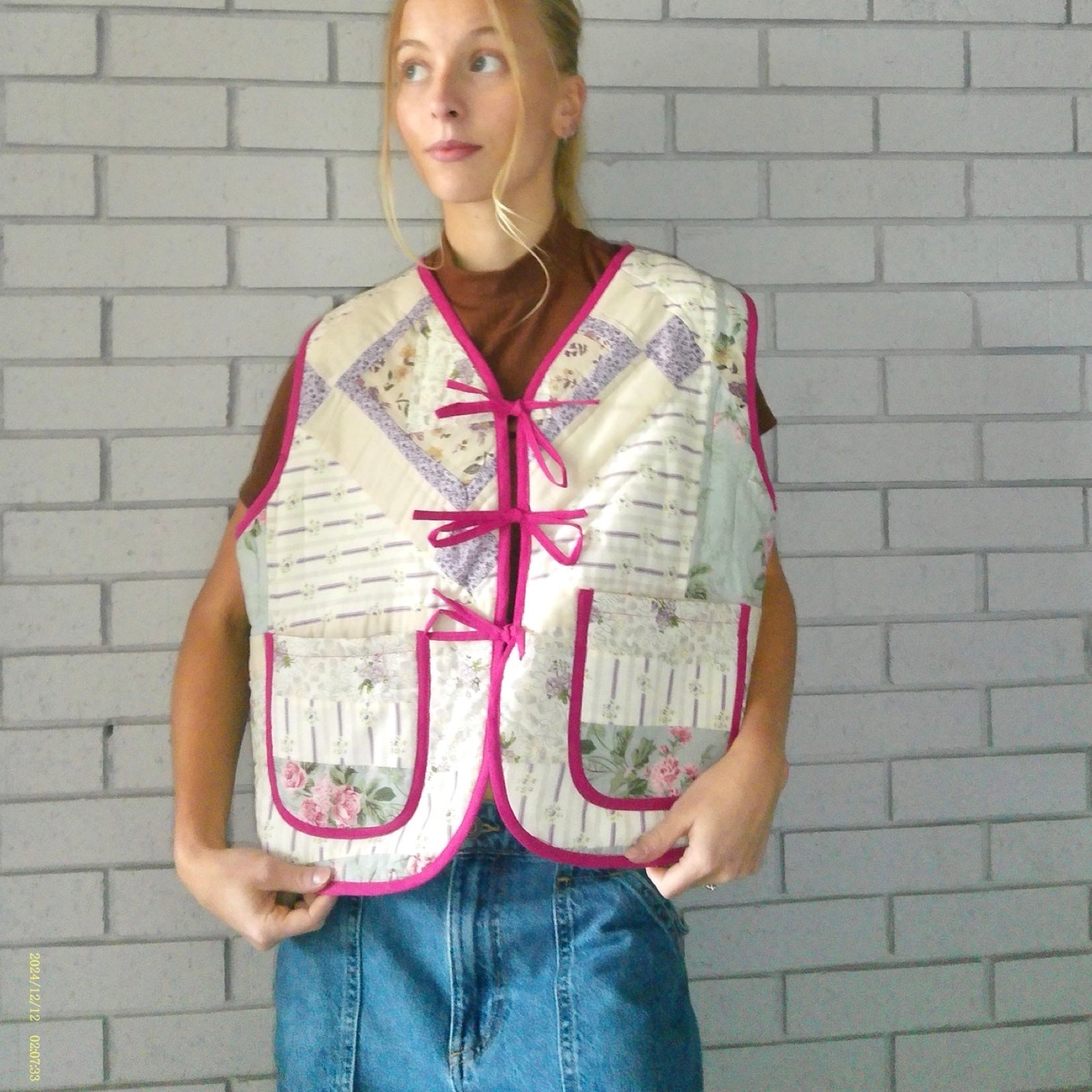 Cool Toned Florals Quilted Vest Reworks