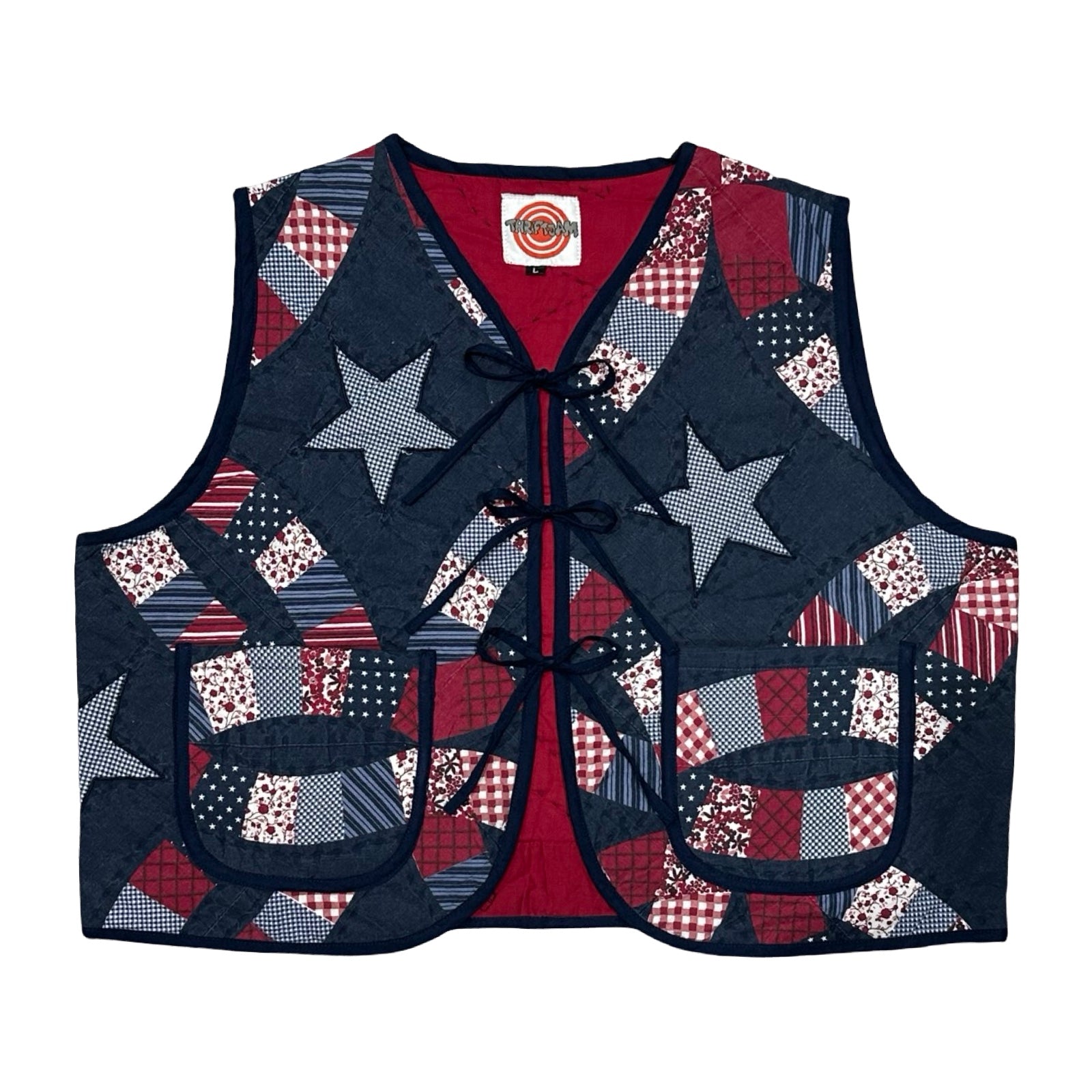 Stars & Stripes Large Quilted Vest Rework