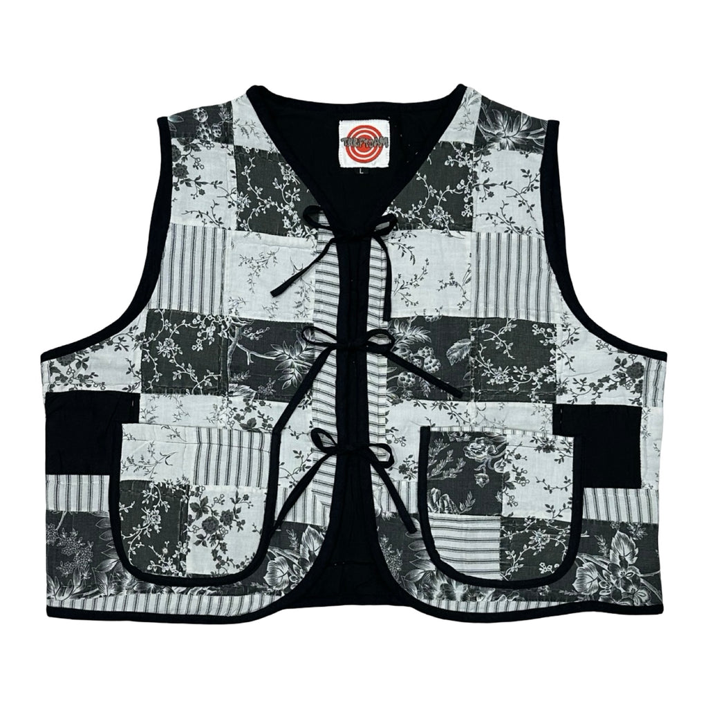 B&W Florals Quilted Vest Reworks