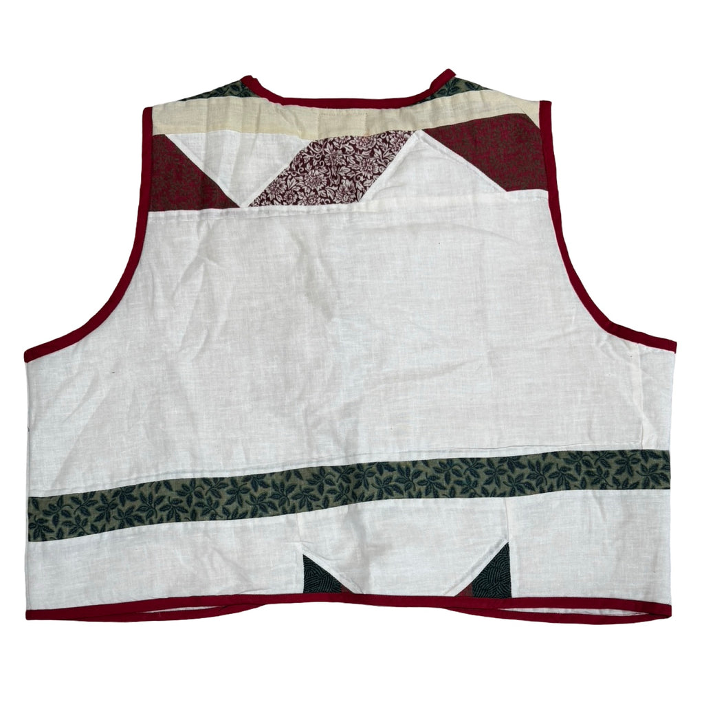 Geometric Red & Green Quilted Vest Reworks