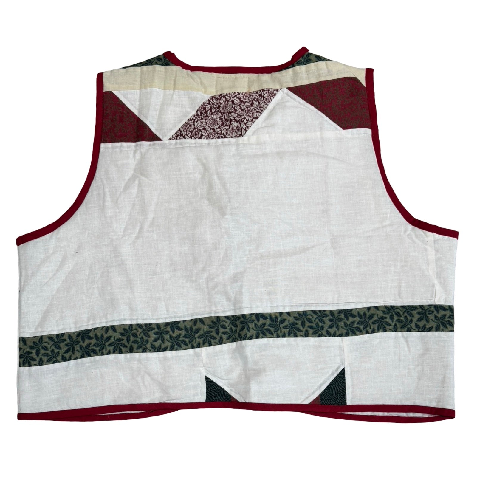 Geometric Red & Green Quilted Vest Reworks