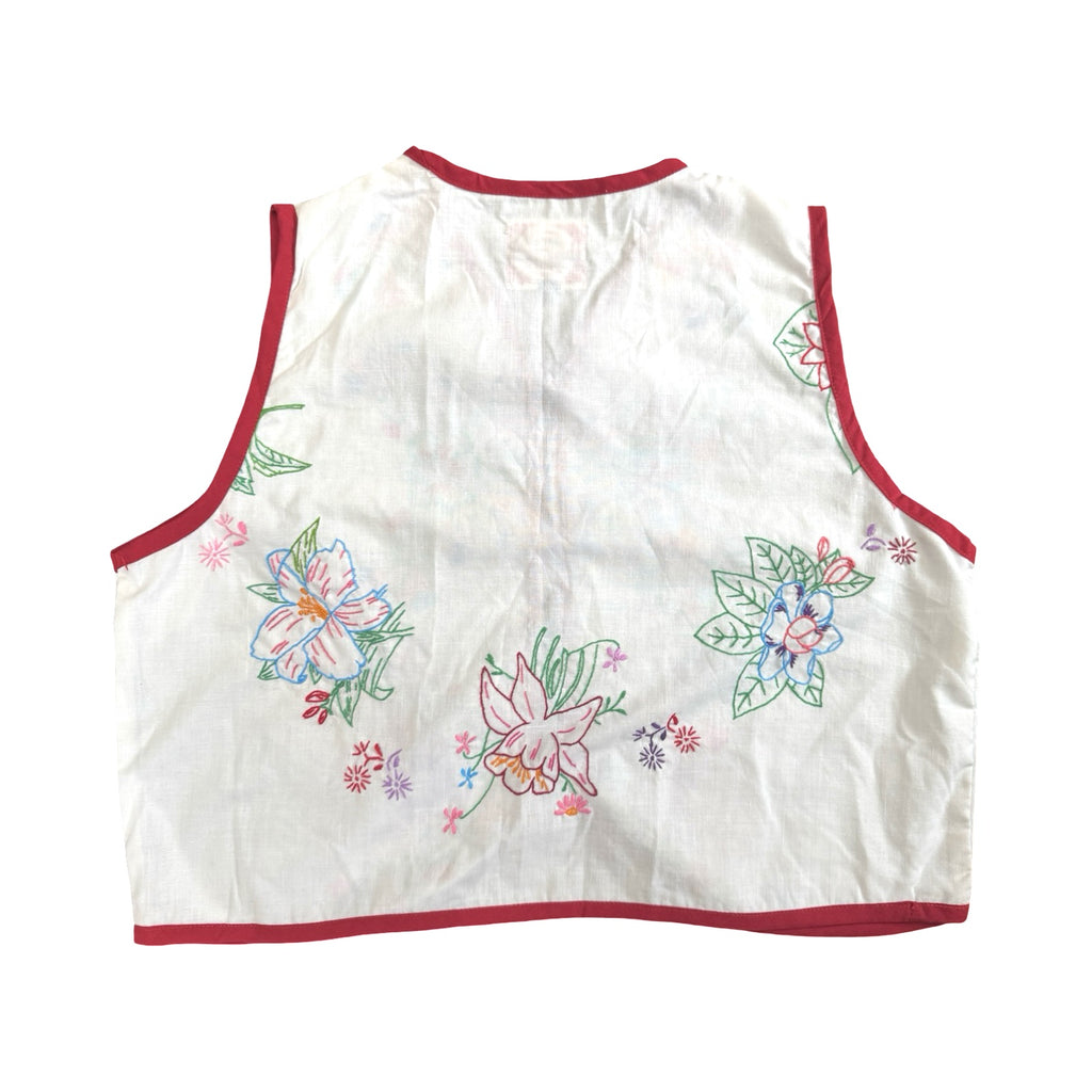 Colorful Florals Small Linen Tie Top Rework