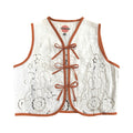 Burnt Orange & Lace Small Linen Tie Top Rework