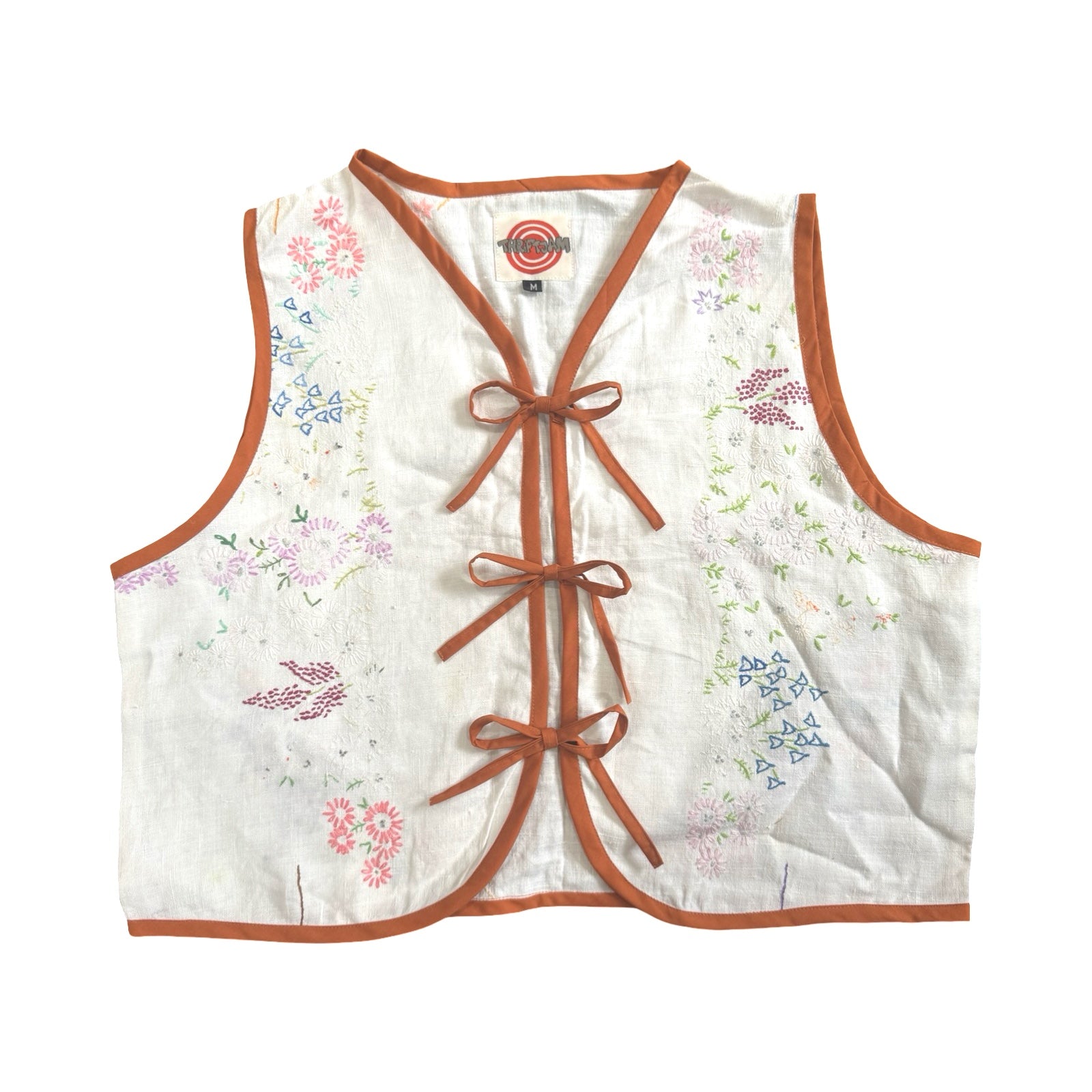 Autumn Pastels Medium Linen Tie Top Rework