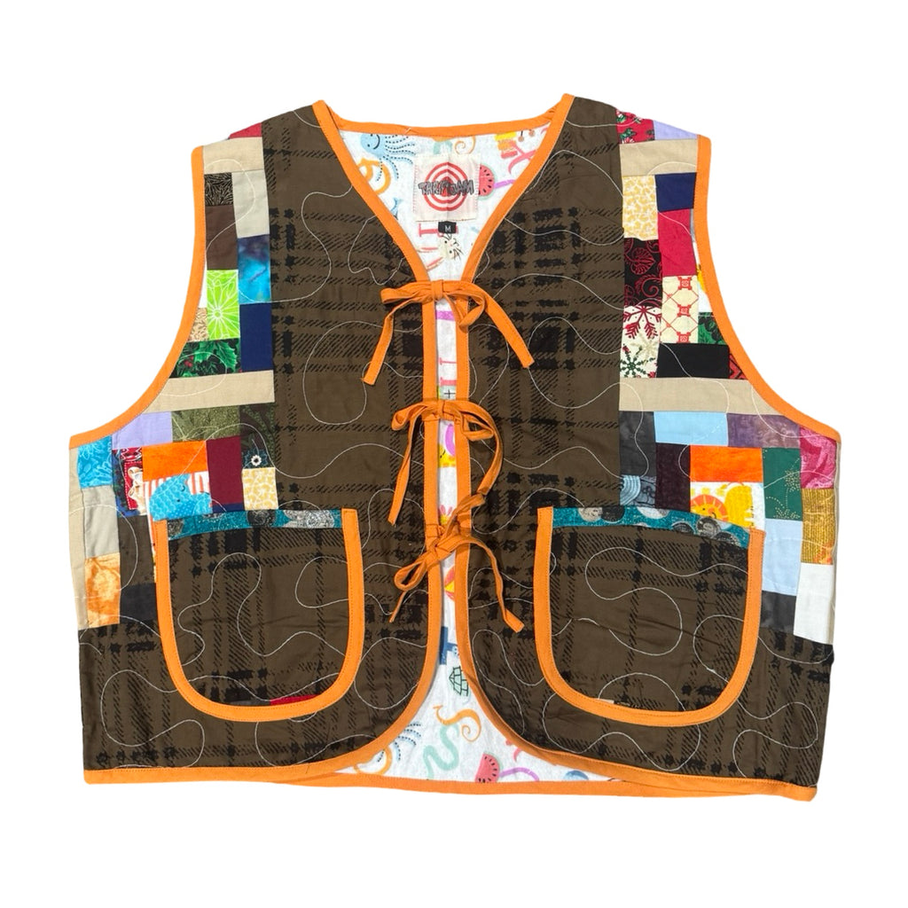 Fall Animal Mosaic Medium Quilted Vest Rework