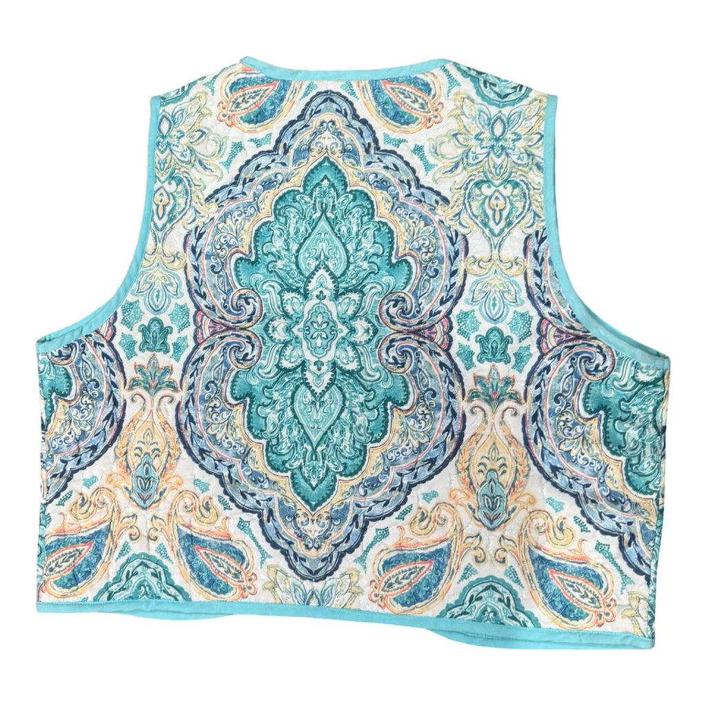 Turquoise Medallion Medium Quilted Vest Rework