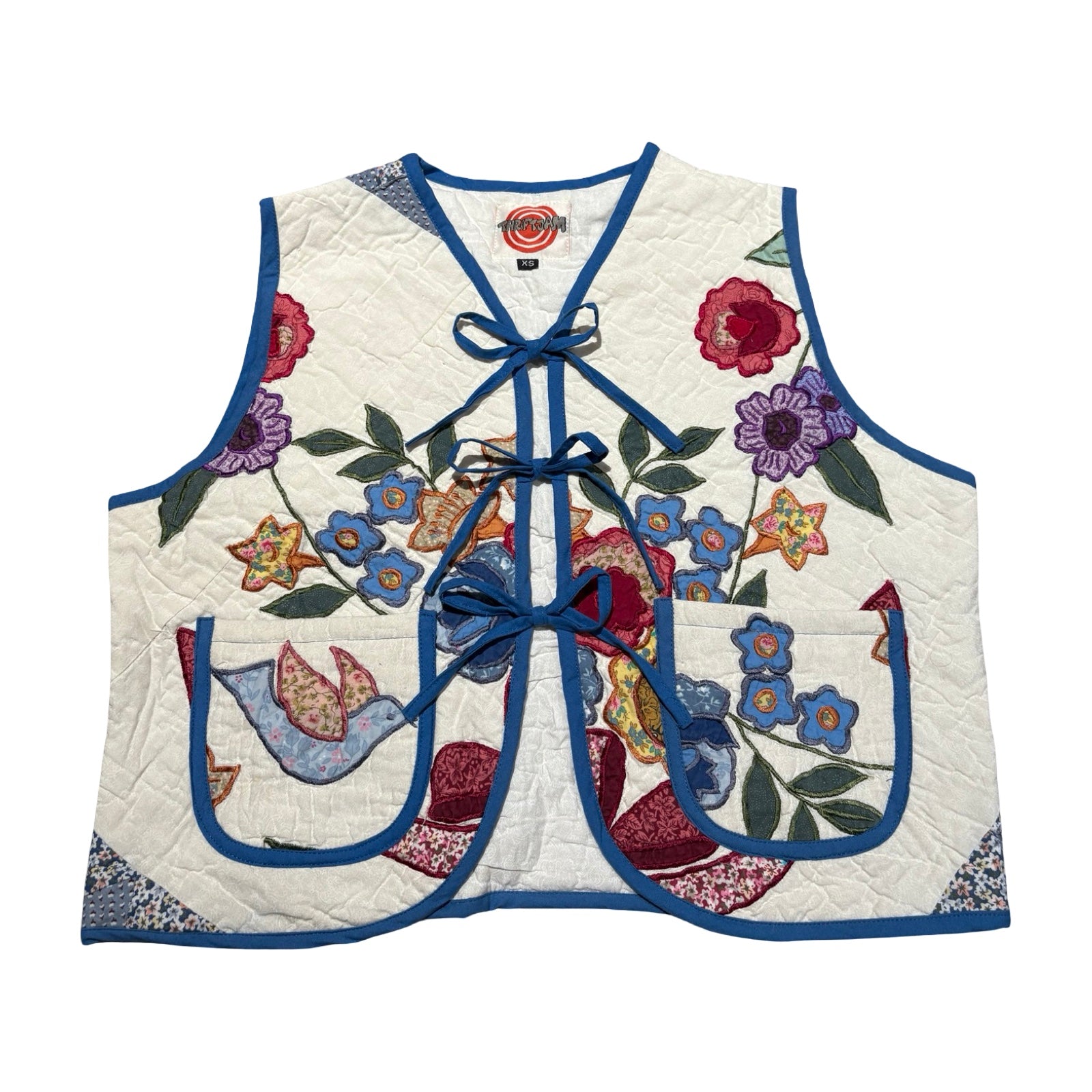 Embroidered Florals Quilted Vest Rework