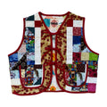 Red Mosaic Patchwork Small Quilted Vest Rework