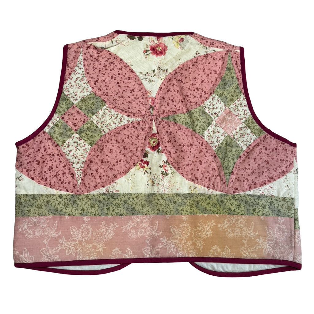 Pink & Green XL Quilted Vest Rework