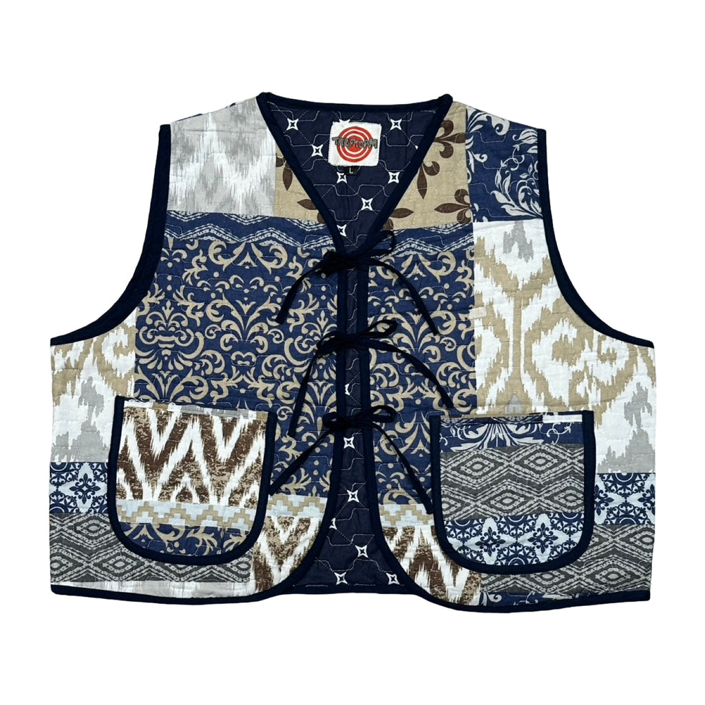 Blue & Brown Medallion Quilted Vest Reworks