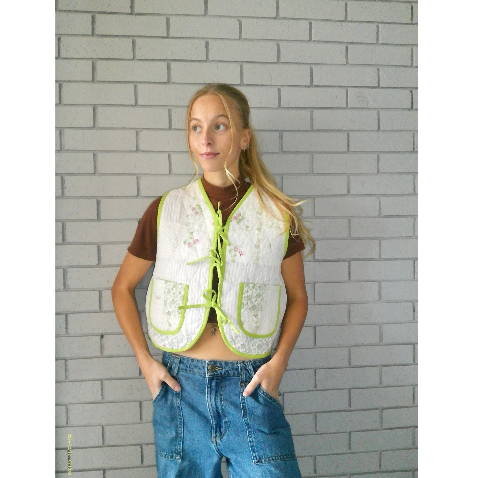 Muted Spring Florals Quilted Vest Reworks