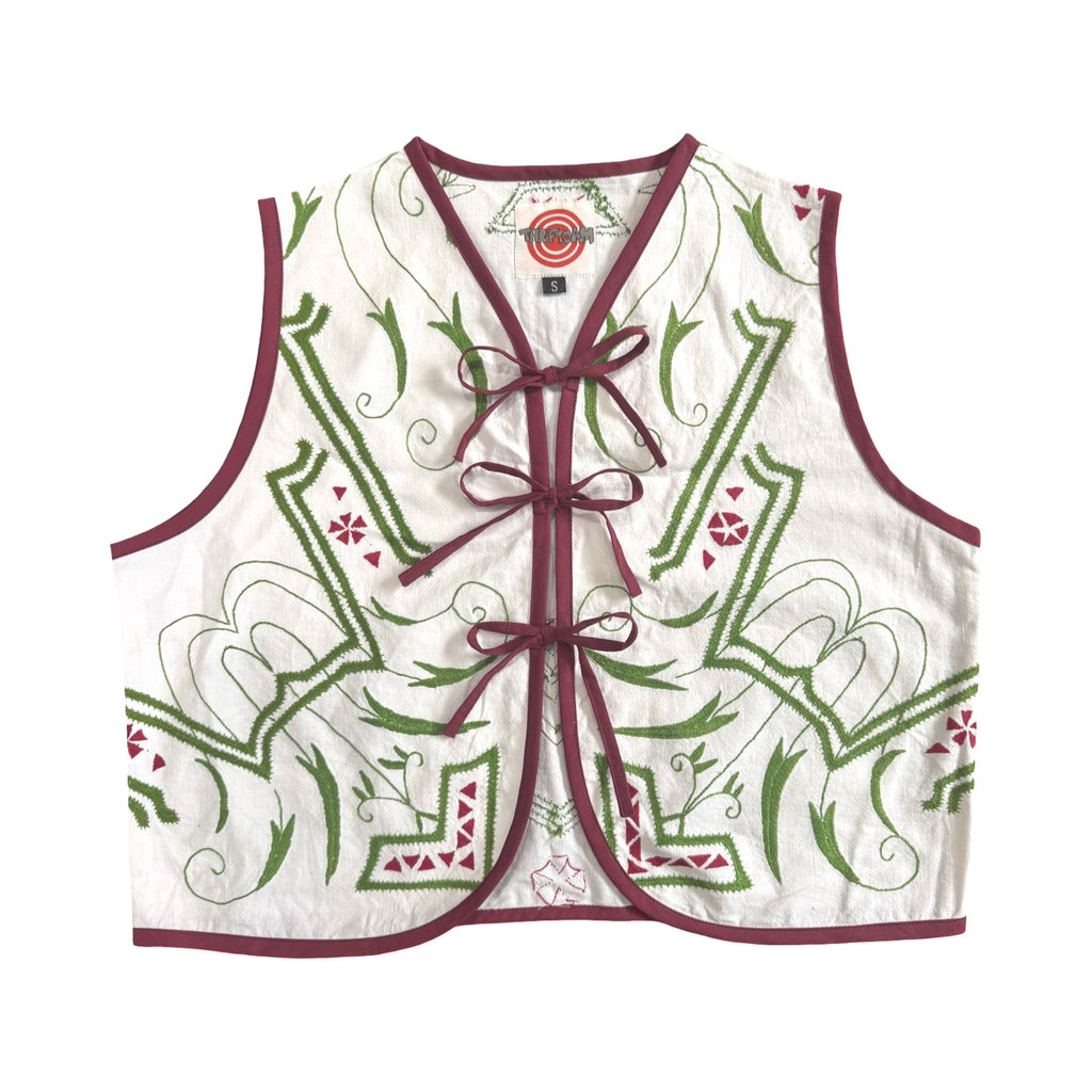Merry & Bright Small Linen Tie Top Rework