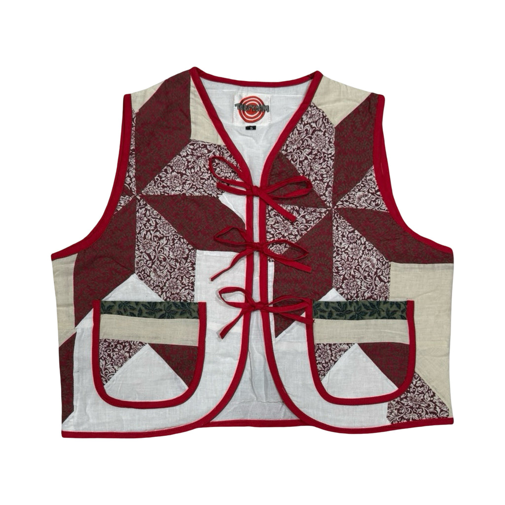 Geometric Red & Green Quilted Vest Reworks