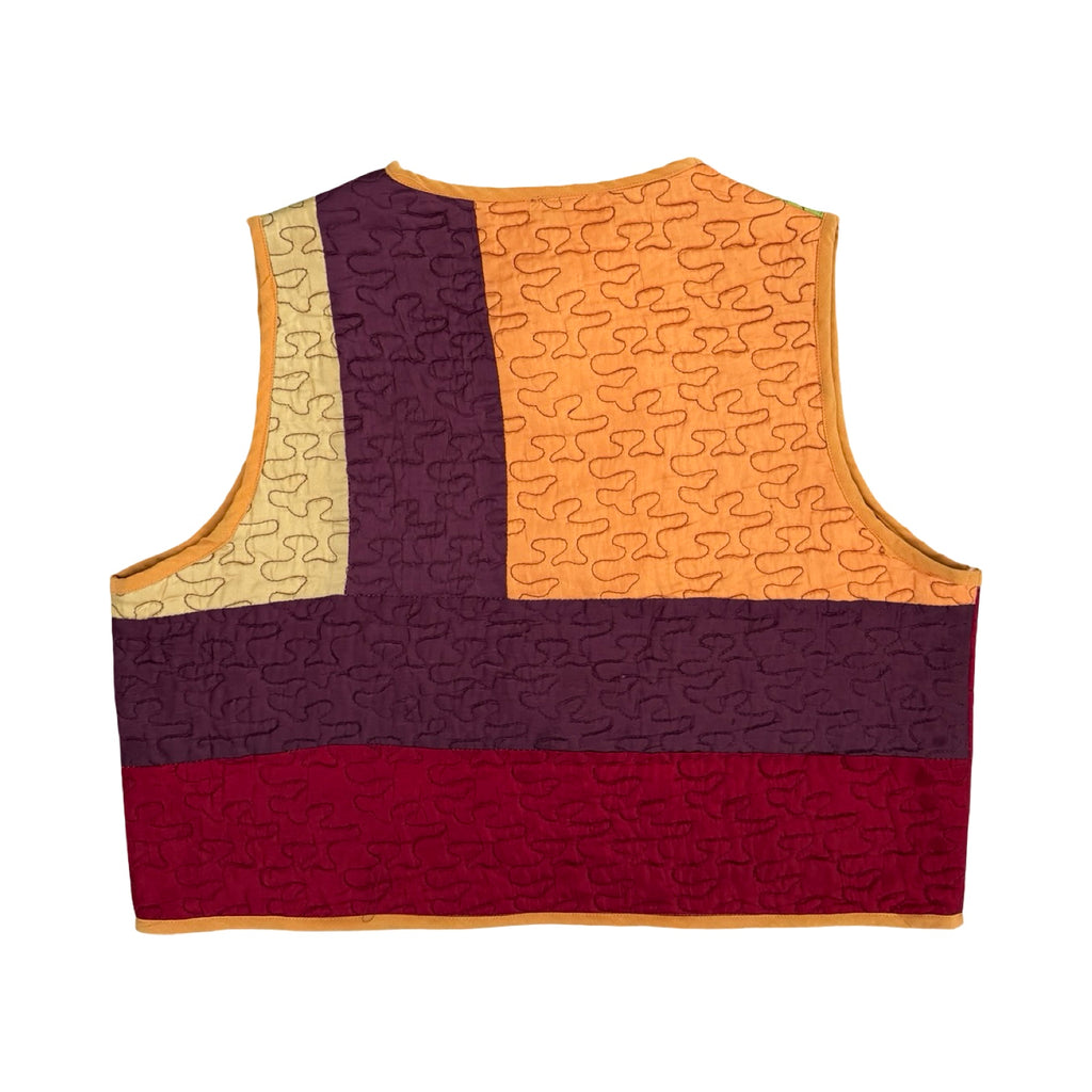 Warm Satin Colorblock Medium Quilted Vest Rework