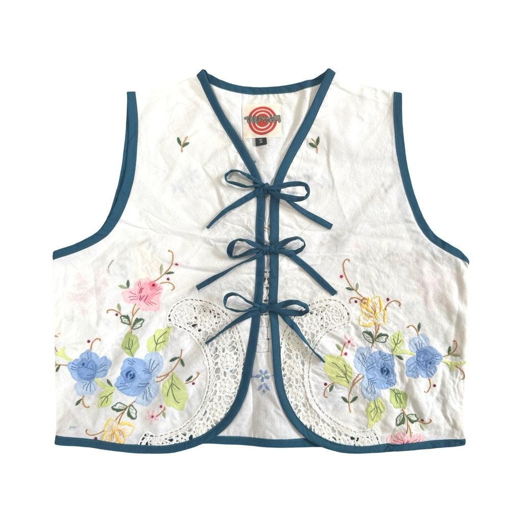 Coastal Garden Small Linen Tie Top Rework