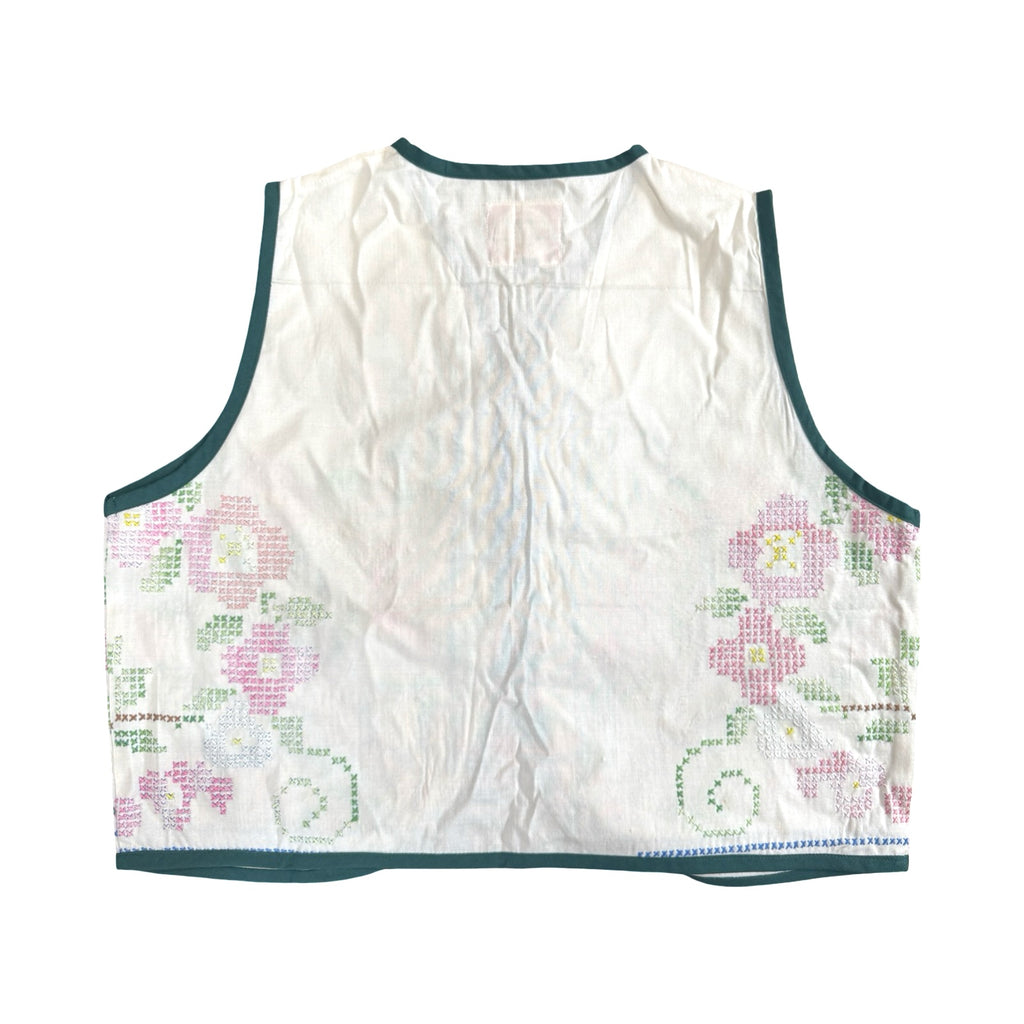 Pixel Florals Small Linen Tie Top Rework