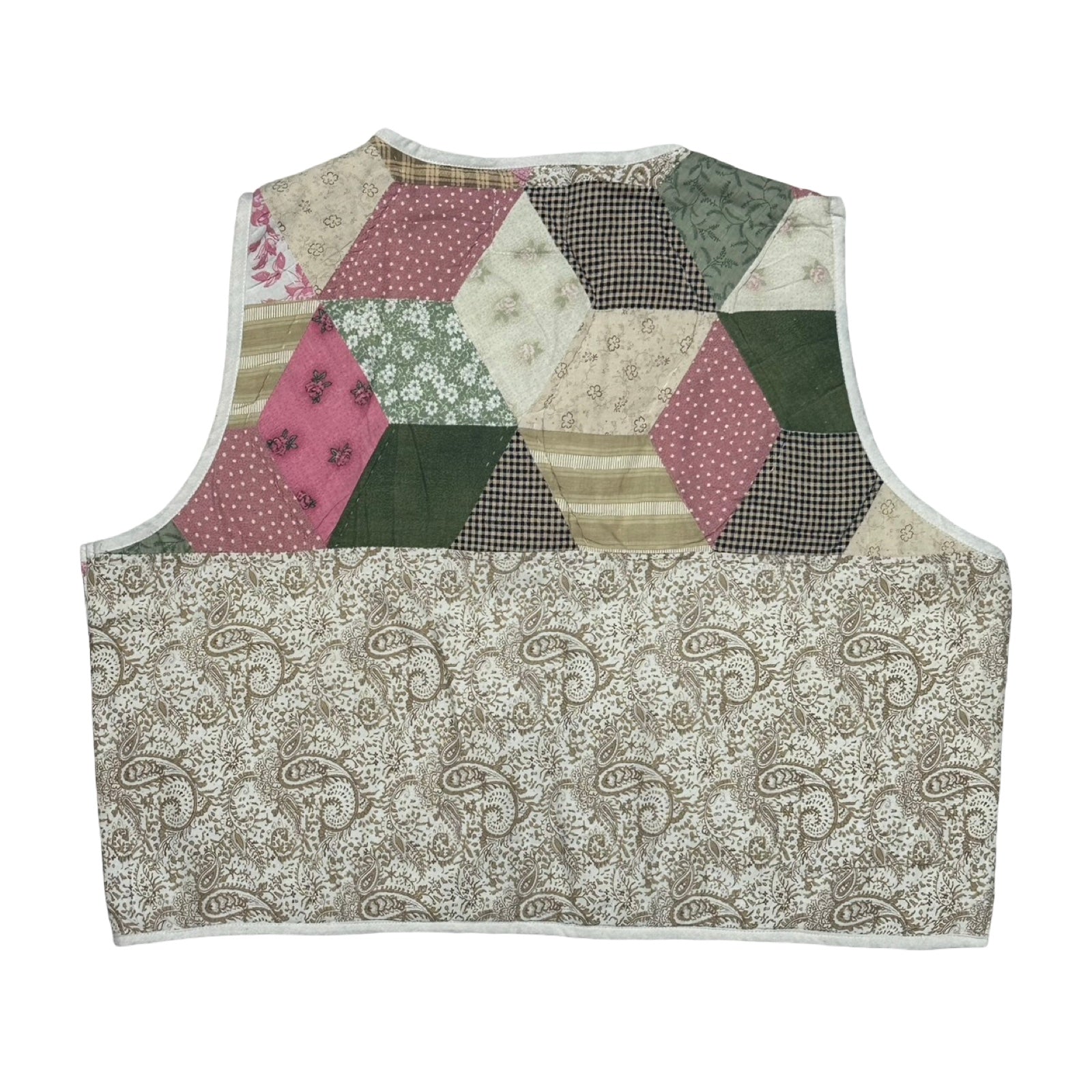 Pink Paisley Large Quilted Vest Rework