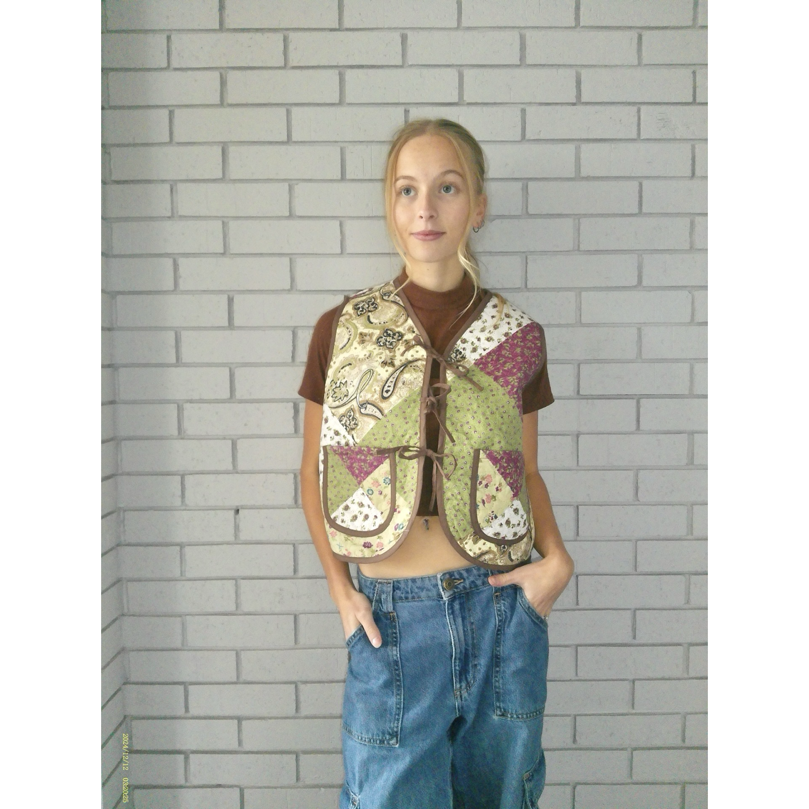Paisley Green & Purple Quilted Vest Reworks
