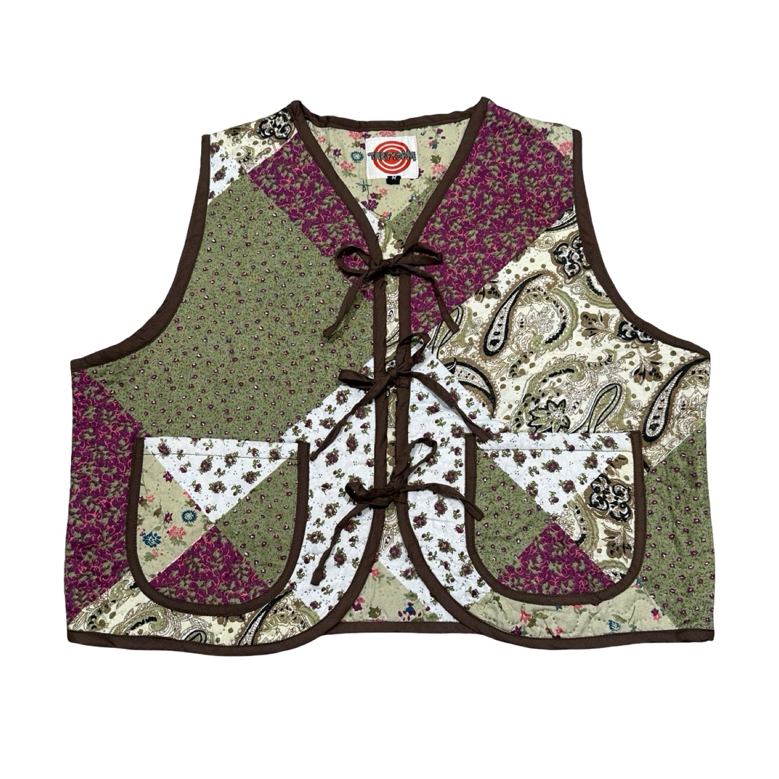 Paisley Green & Purple Quilted Vest Reworks