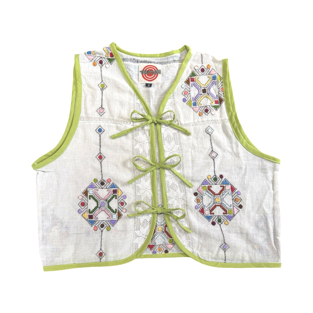 Jewel Tones Small Linen Tie Top Rework