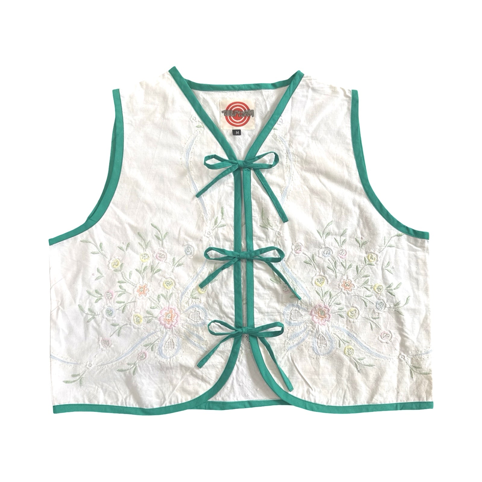 Pastel Bouquet Medium Linen Tie Top Rework