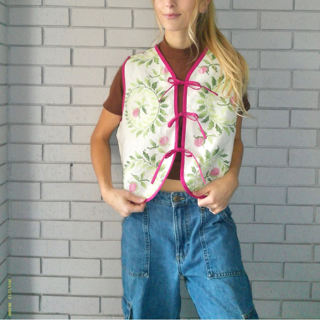 Rosebud Medium Linen Tie Top Rework