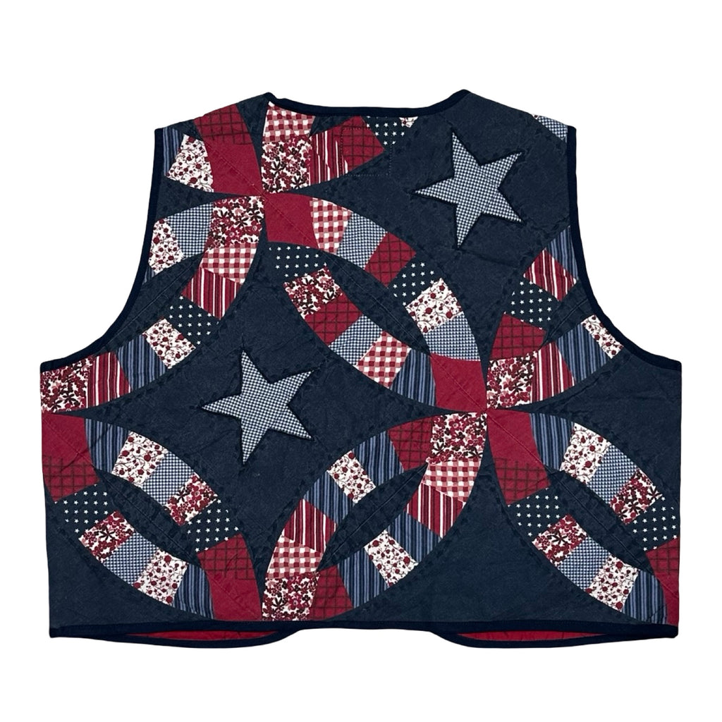 Stars & Stripes Large Quilted Vest Rework
